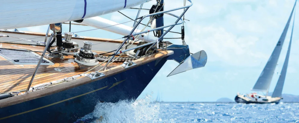 Lewmar Anchor Winches and Anchor on Sailboat in Motion