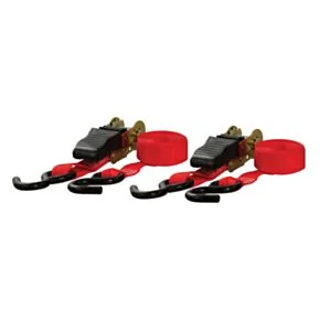 CURT 10&#039; Red Cargo Straps with S-Hooks (500 lbs, 2-Pack) #83001