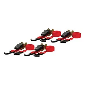 CURT 16&#039; Red Cargo Straps with S-Hooks (500 lbs, 4-Pack) #83002