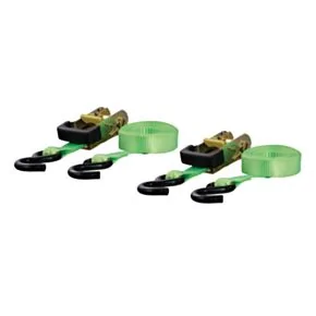 CURT 16&#039; Lime Green Cargo Straps with S-Hooks (1,100 lbs, 2-Pack) #83028