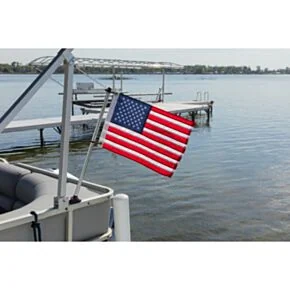 Taylor Made Pontoon Flag Pole Socket with Flag, 24&quot; with 12&quot;x18&quot; US Flag #921