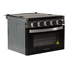 Greystone® Gas RV Range - 12V, 17&quot; Black with Stainless Steel #CF-RV17B