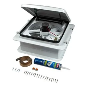 Furrion RV Roof Vent Fan with Lid Install Kit - 14&quot; White #FVF14D90R6A-PS-AM