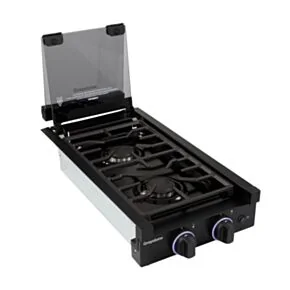 Greystone&reg; by Furrion 2-Burner Gas RV Cooktop with Flame Sense (FFD) - 12", Glass Cover #GGH12D2MA1B-BL 