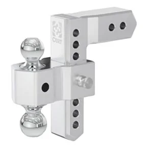 CURT AlumaLite Adjustable Aluminum Trailer Hitch with Dual Ball, 8&quot; Drop, 12,500 lbs. GTW, 2&quot; &amp; 2-5/16&quot; Balls, 2-1/2&quot; Shank #45386