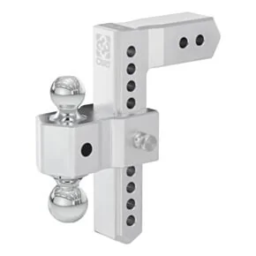 CURT AlumaLite Adjustable Aluminum Trailer Hitch with Dual Ball, 10&quot; Drop, 12,500 lbs. GTW, 2&quot; &amp; 2-5/16&quot; Balls, 2-1/2&quot; Shank #45387