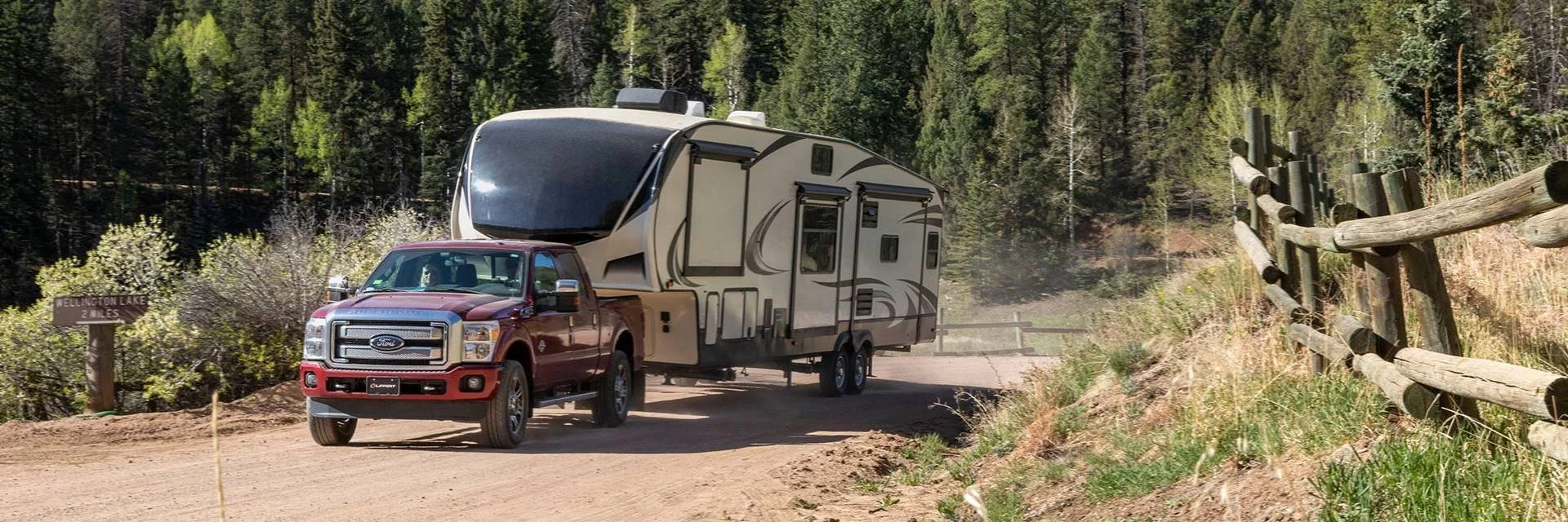 Truck Towing 5th Wheel Trailer