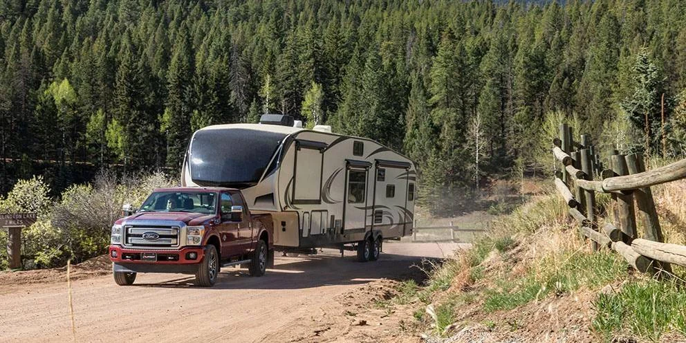 Truck Towing 5th Wheel Trailer