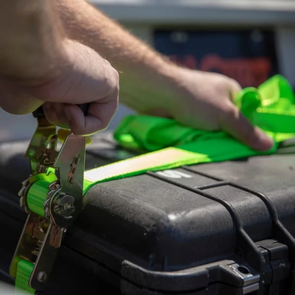 Cargo Strap Ratchet Tie-Down Box Item CURT