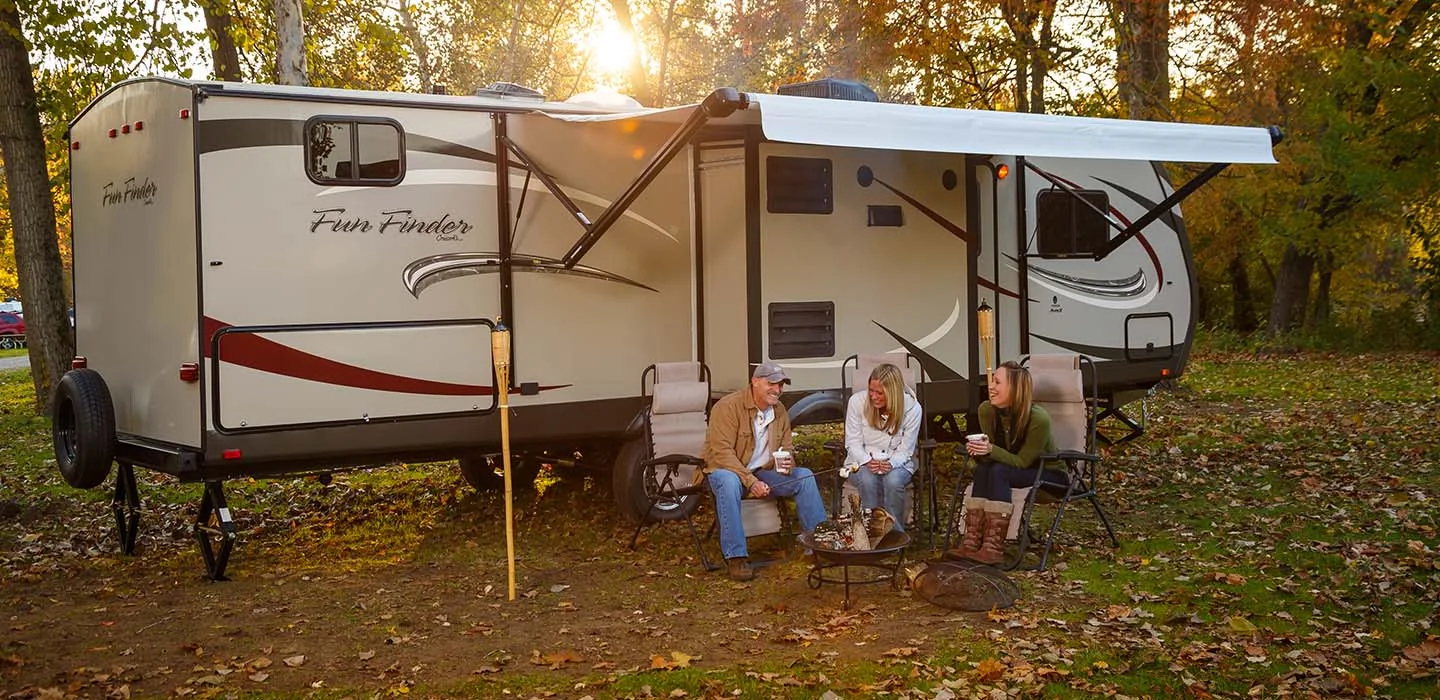 RV Camp Setup with Scissor Jacks