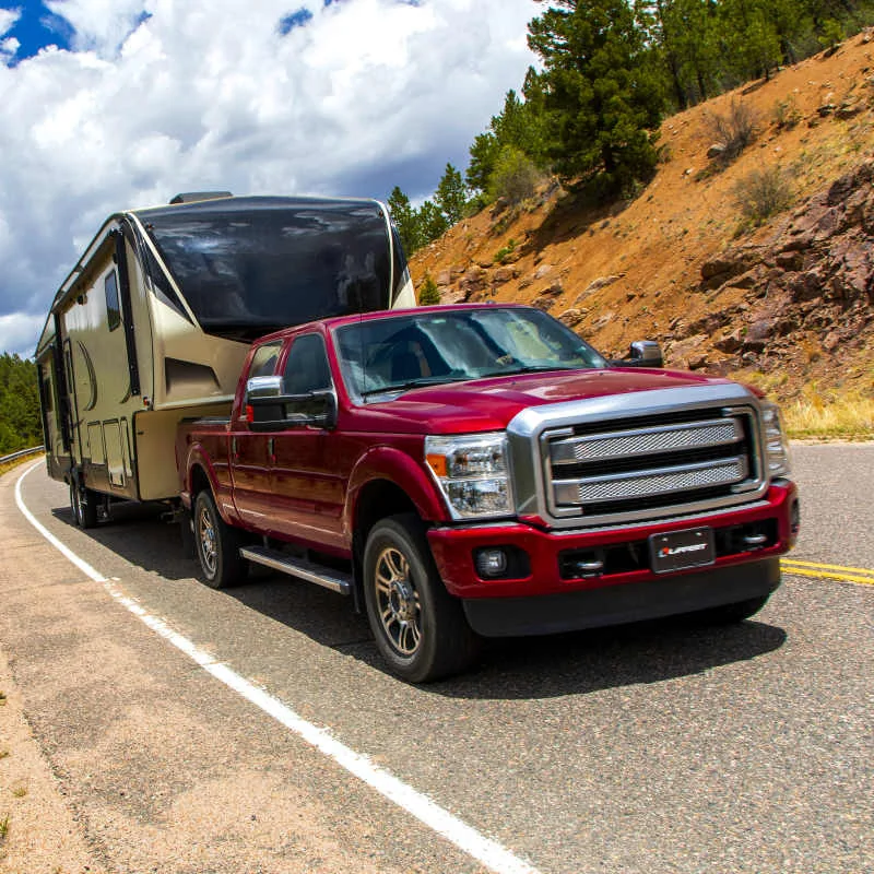 Truck Towing 5th Wheel RV