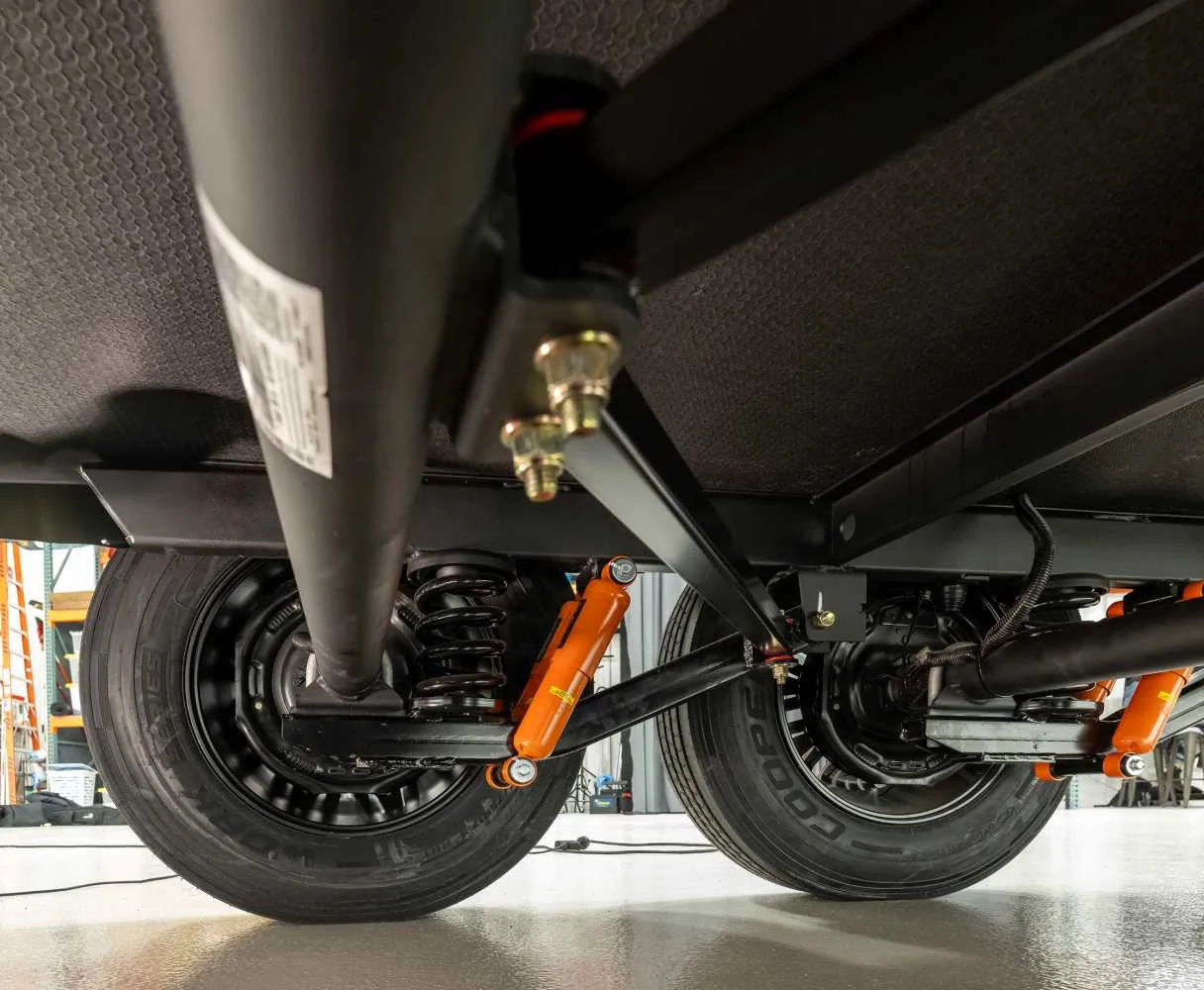 CURT TCS Touring coil suspension upgrade installed on an RV