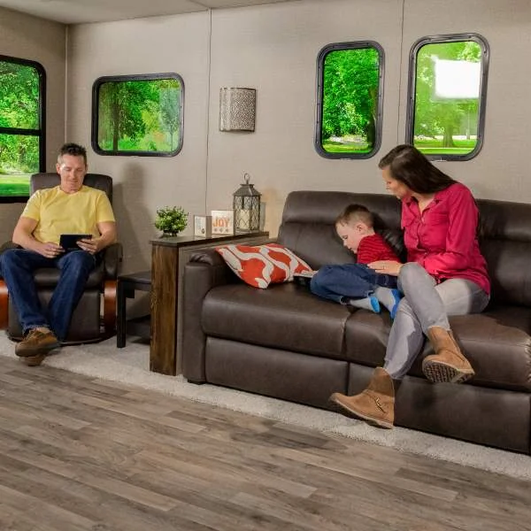 Family enjoying their RV camper furniture