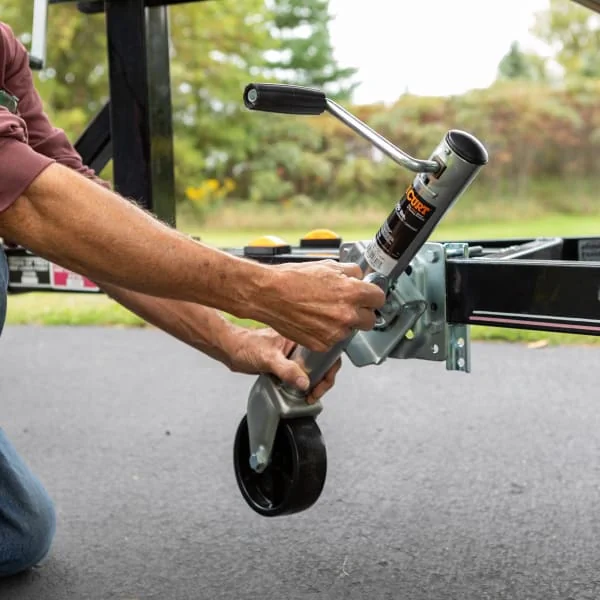 Swivel Jack Pivoting Up on Trailer Frame