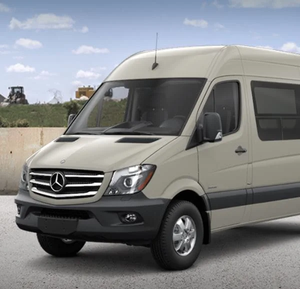 Camper van windows installed on a Sprinter van