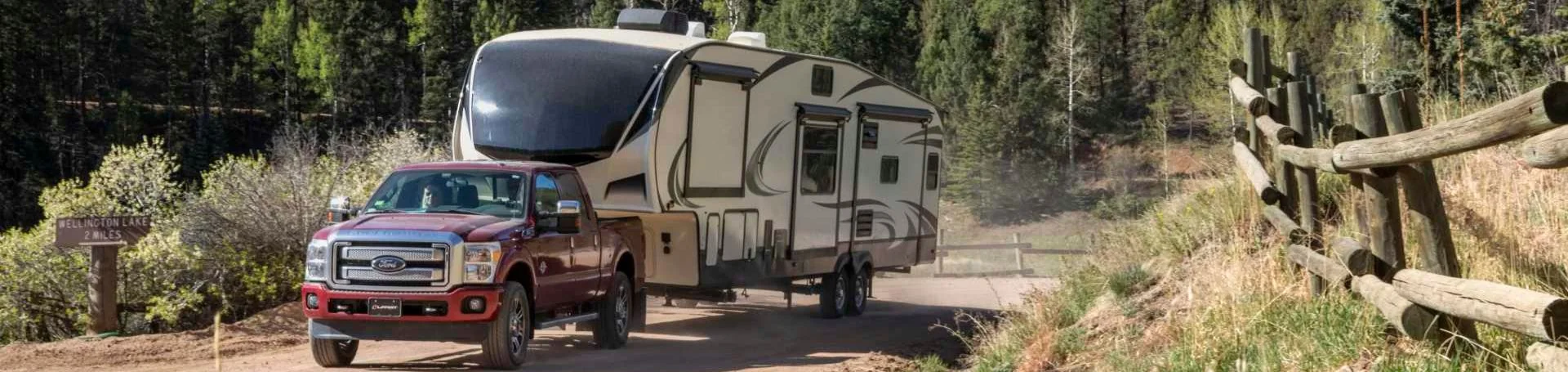 Pickup Truck Towing 5th Wheel Trailer