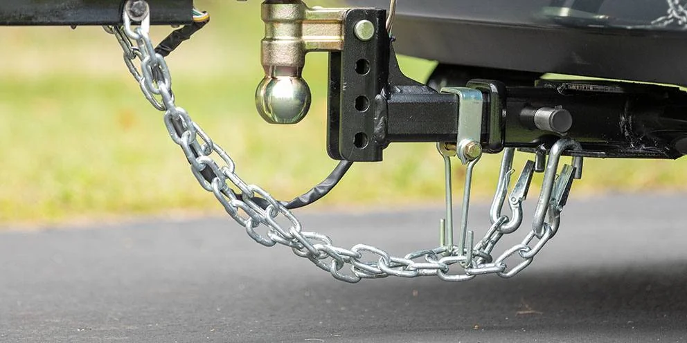 Boat Trailer Safety Chains Connecting Boat Trailer to Tow Hitch Boat Trailer Safety Chains Connecting Boat Trailer to Tow Hitch