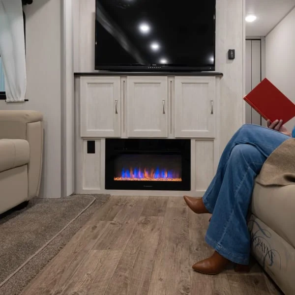 Black electric RV fireplace