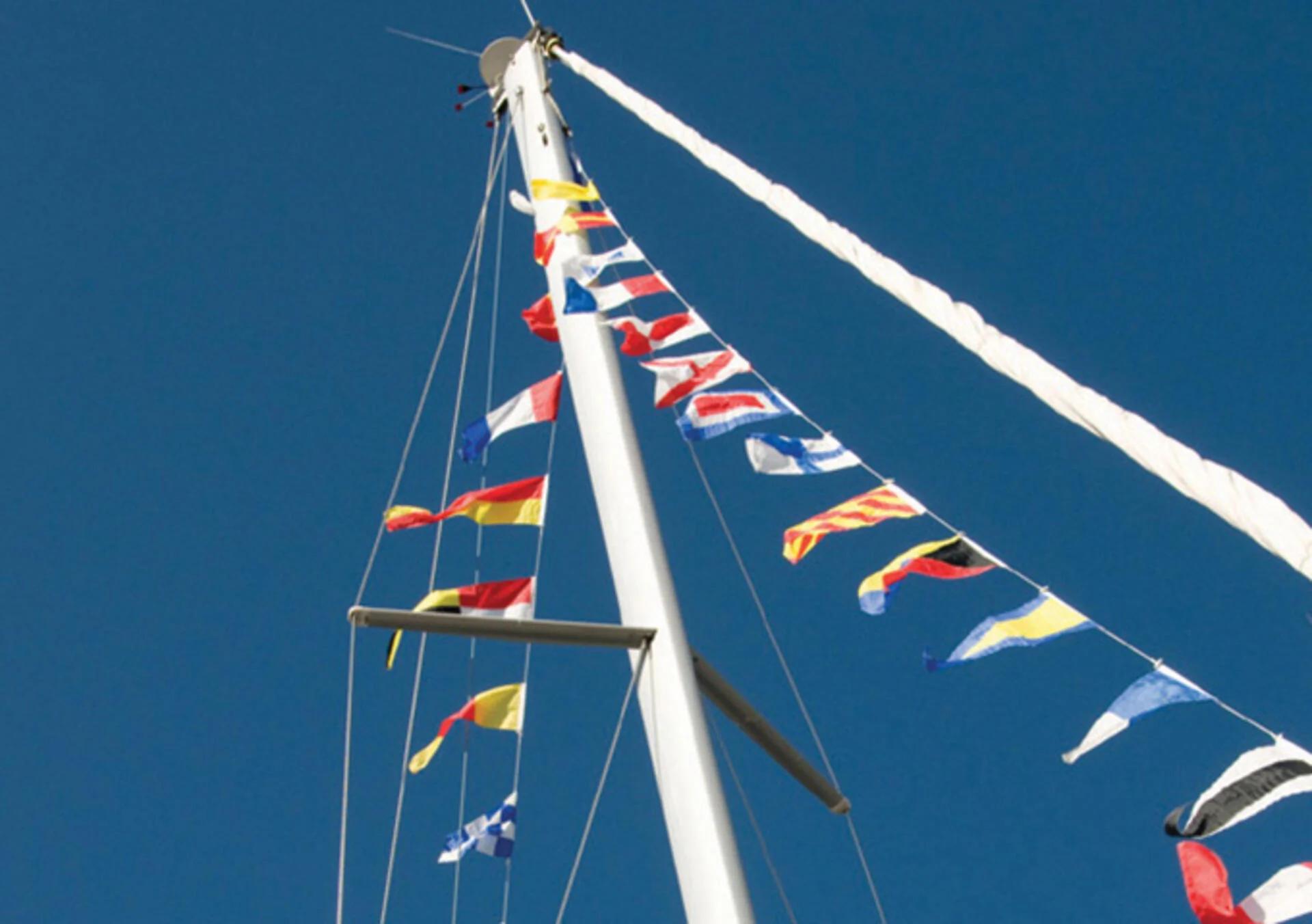 Nautical Flags Hanging from Mast of Boat Nautical Flags Hanging from Mast of Boat