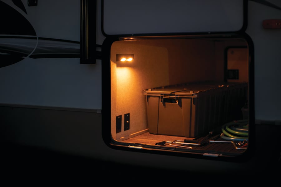 Lippert Motion-Activated RV Step Light used to illuminate RV storage areas