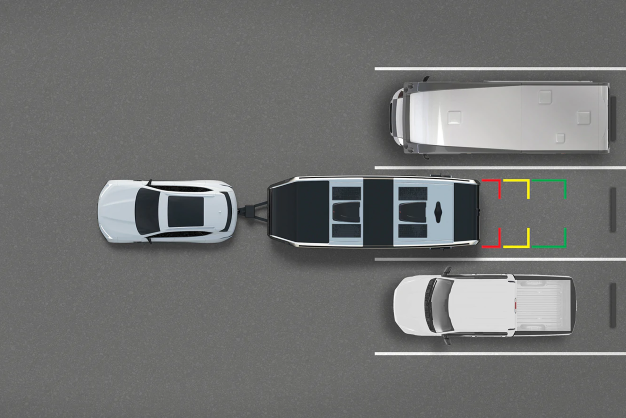 How to backup a trailer with rear camera guidelines