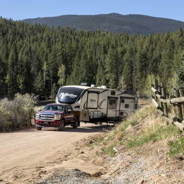 Truck Pulling a 5th Wheel Trailer