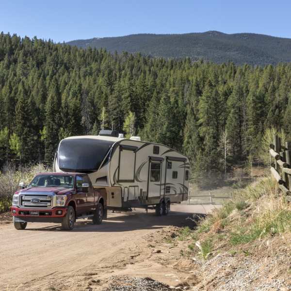 Truck Towing 5th Wheel Camper