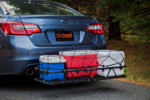 Basket Hitch Carrier with High Walls Rails Coolers