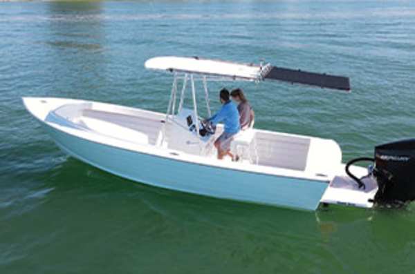 Bay boat with couple onboard