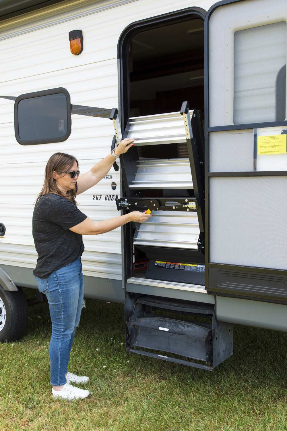 Checking RV Step Hinges and Hardware