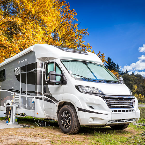 Class B+ RV Motorhome Autumn Campsite