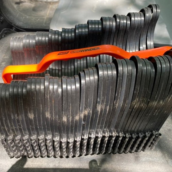 Collapsed RV sewer hose supports
