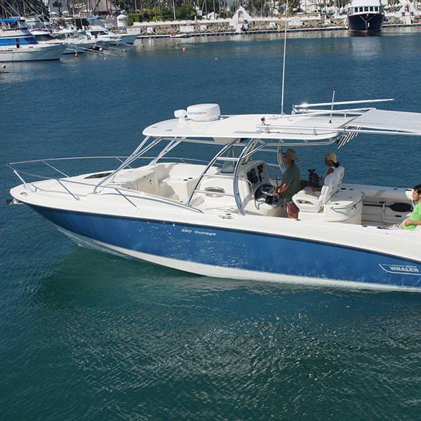 Center console boat with cuddy cabin