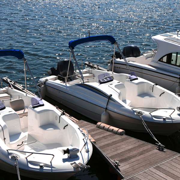 Bayliner boats docked on water