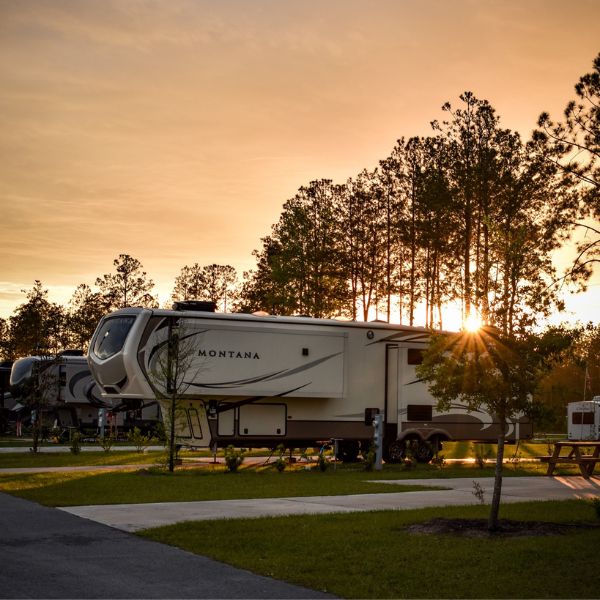 RV parked at Island Oaks RV Resort