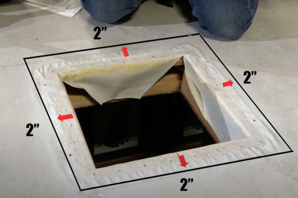 Leave 2 inches of clearance around the RV vent fan opening