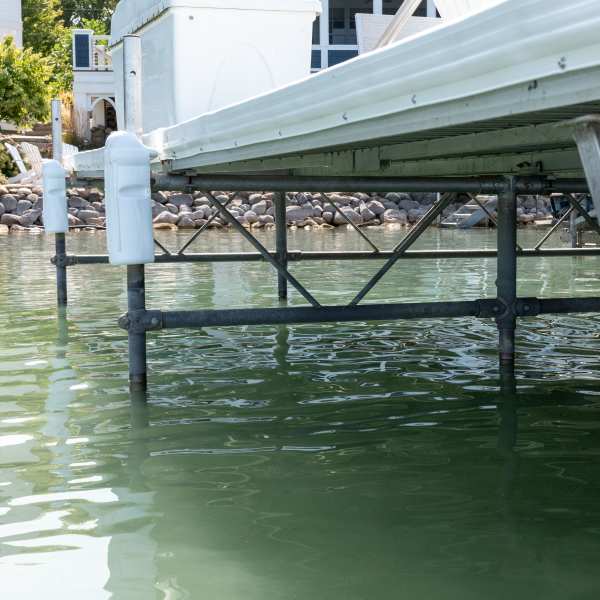 Boat dock protection outfitted on a metal dock Boat dock protection outfitted on a metal dock