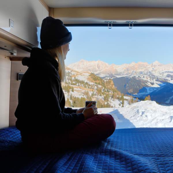 Wintertime camping in an RV