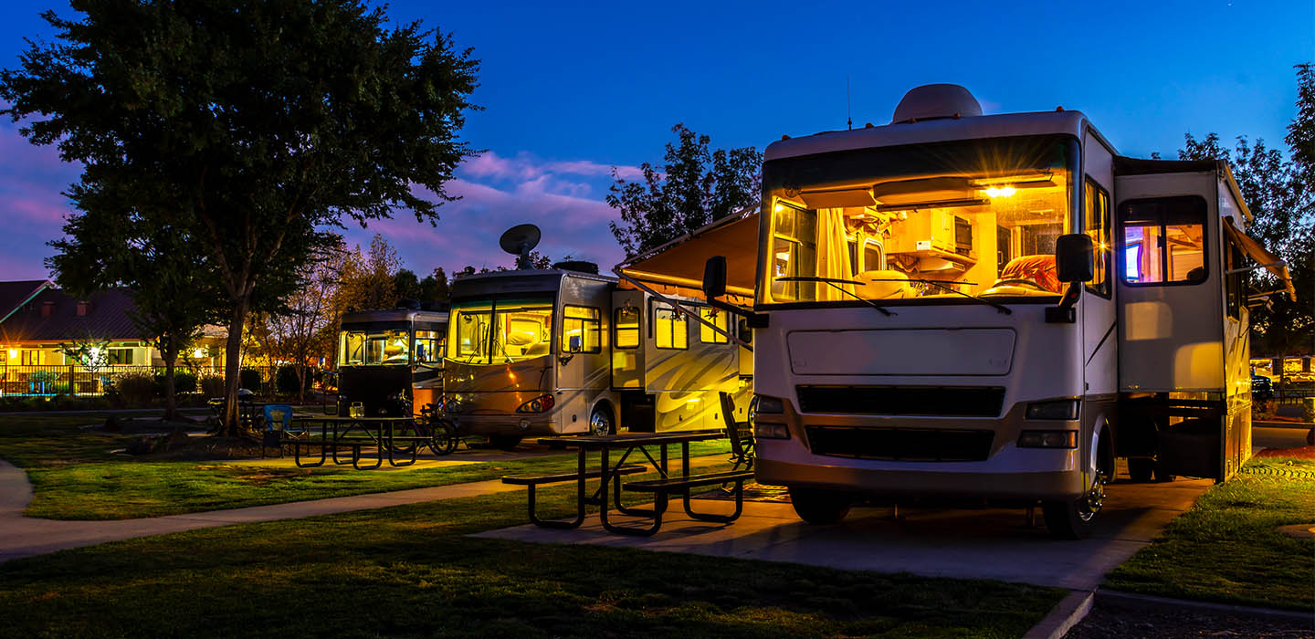 RV at a Campground at Night