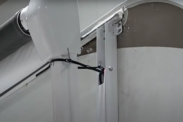 Secure RV awning head assembly before replacing fabric