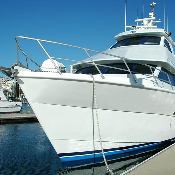 Super yacht anchored at public dock