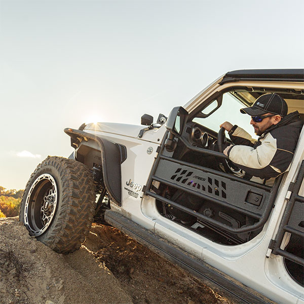 Jeep Wrangler on Mountain with Tube Doors