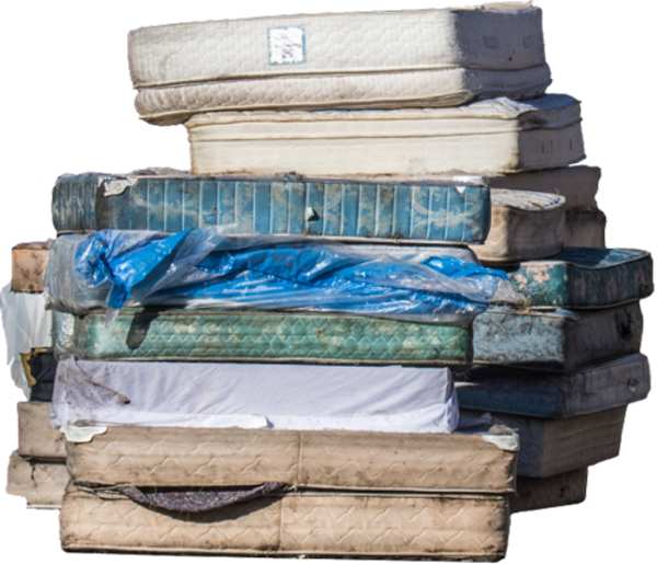 Pile of dirty mattresses