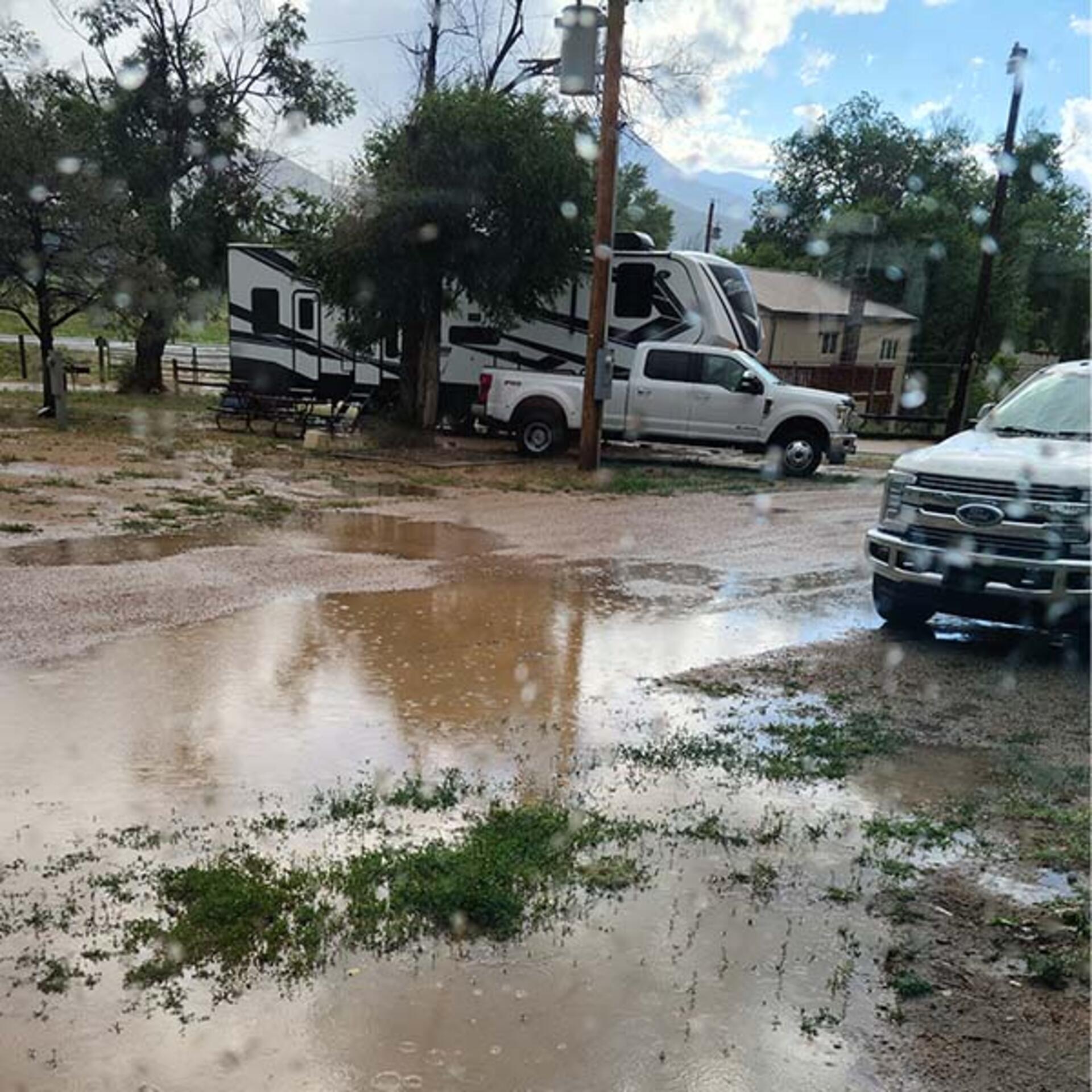 Packing up the RV on a rainy day
