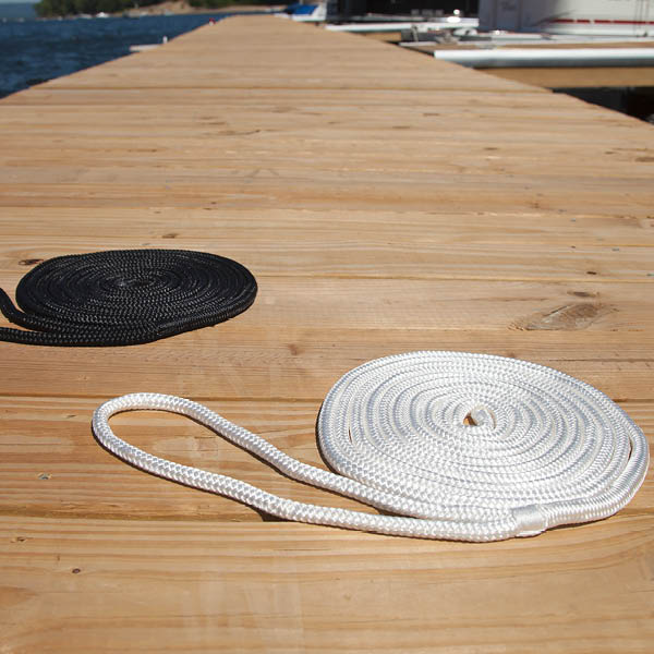 Black and White Dock Lines Coiled